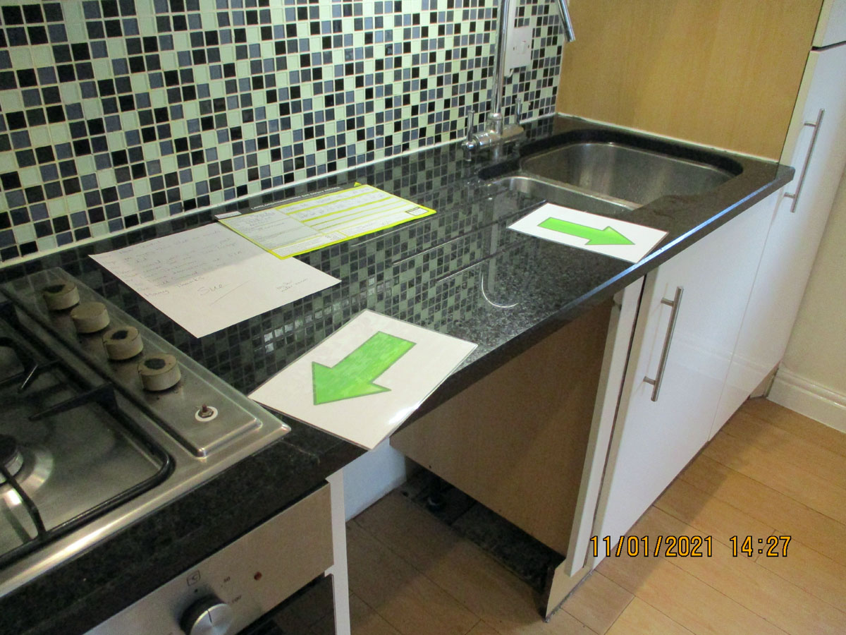 Worktop Inventory Picture at Check-in showing marks by Sheridan Inventory Services